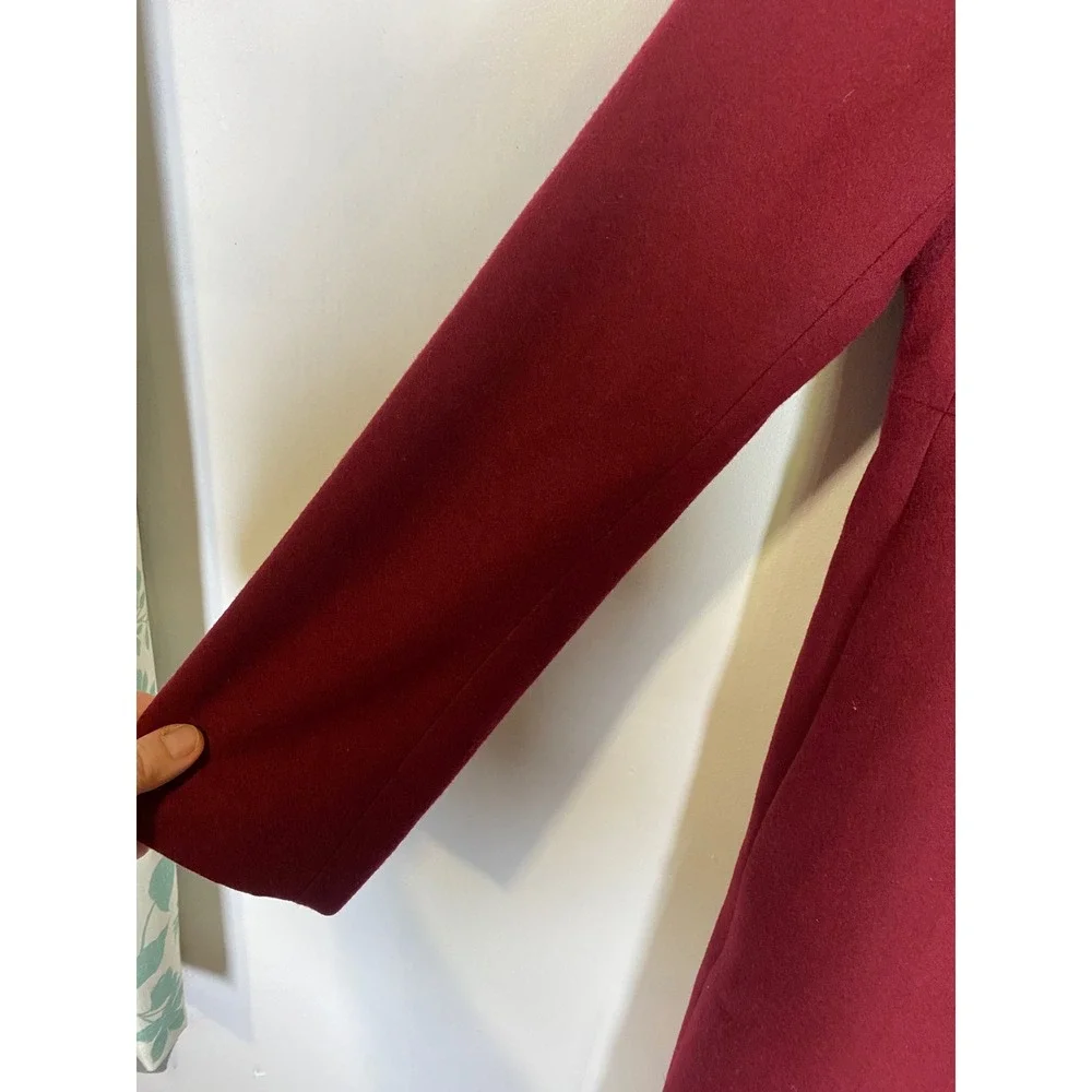 J.Crew Burgundy Wool Blend Coat Size 6 Long Peacoat Dress Coat Classic